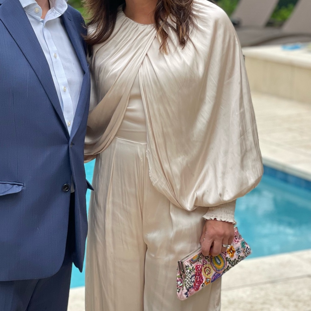 Aakaa Cream Long Sleeve Jumpsuit